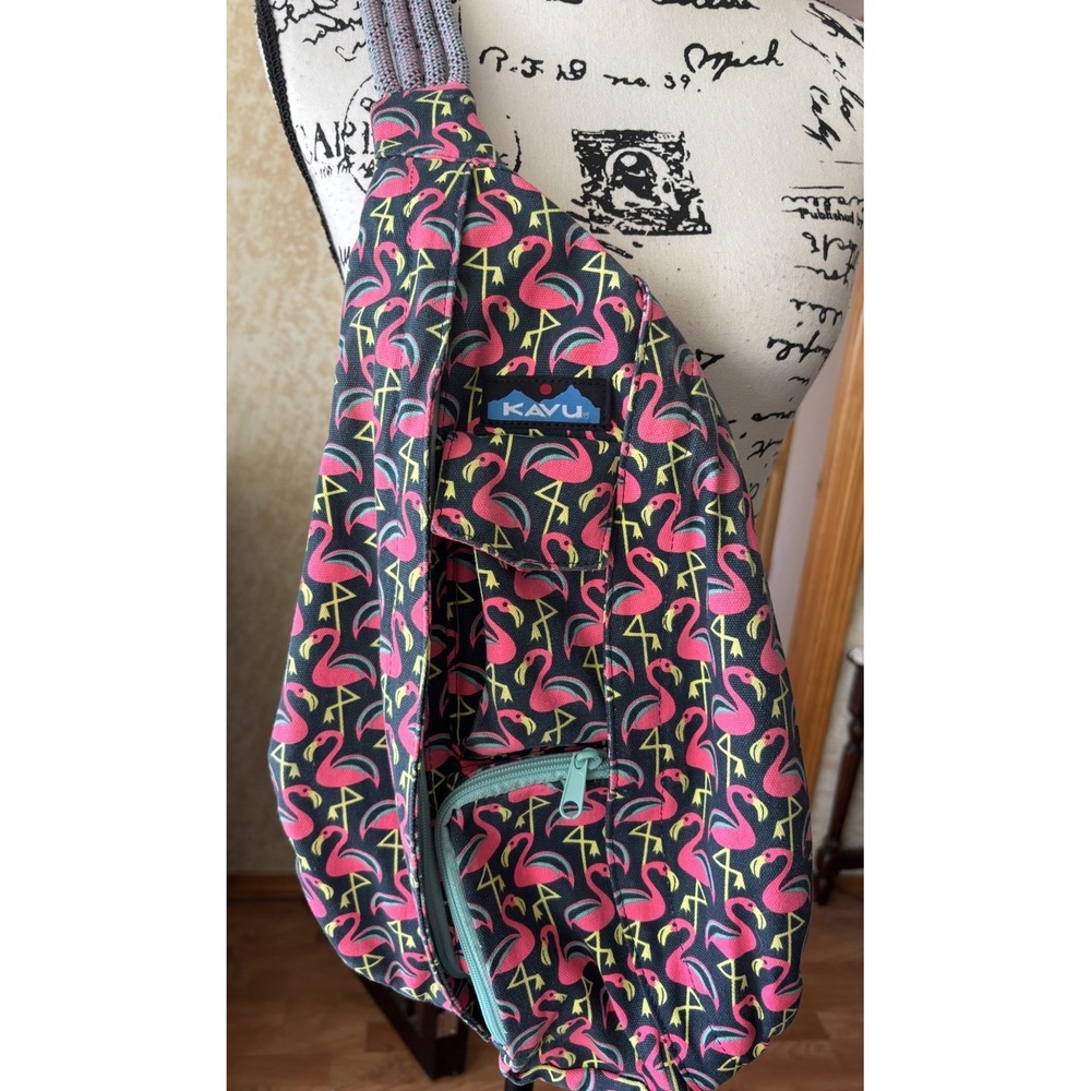 Kavu Original Rope Bag RARE Pink Flamingo Crossbody Hiking Sling Bag Backpack